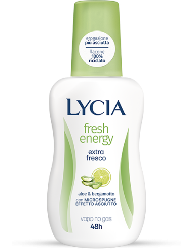 Lycia Fresh Energy vapo no gas deodorante 48h Aloe e Bergamotto 75ml