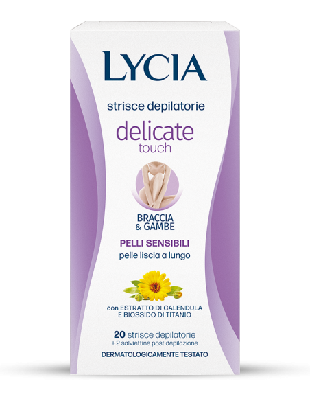 Lycia Delicate Touch strisce depilatorie braccia e gambe per pelli sensibili 20 strisce