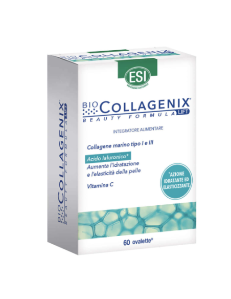 Esi Biocollagenix collagene marino, acido ialuronico e vitamina C per idratare ed elasticizzare la pelle 60 ovalette