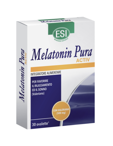 Esi Melatonin Pura Activ con Valeriana per favorire il rilassamento e il sonno 30 ovalette