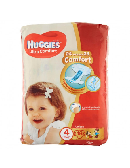 HUGGIES ULTRA COMFORT BAS 4 MISURA 18PEZZI 7-18KG